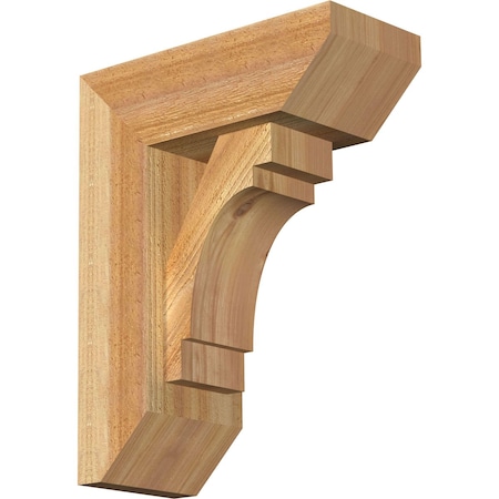 Ekena Millwork Merced Slat Rough Sawn Bracket w/ Offset Brace, Western Red Cedar, 6"W x 14"D x 18"H BKT0604X14X18MRC06RWR